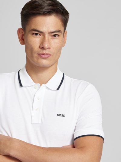 BOSS Poloshirt mit Label-Print Modell 'Parlay' Weiss 3