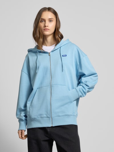 Hugo Blue Sweatjacke mit Label-Badge Modell 'Doa' Rauchblau 4