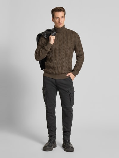 Jack & Jones Premium Strickpullover mit Zopfmuster Oliv 1