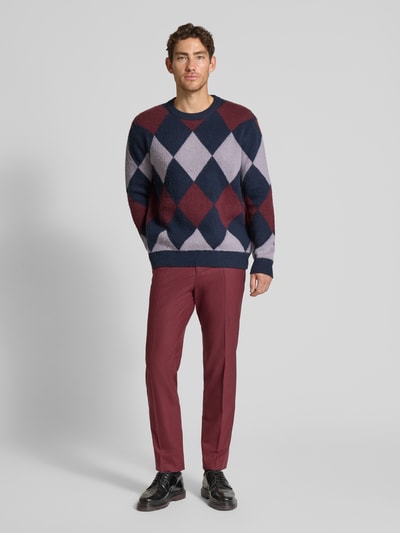 Wood Wood Gebreide pullover met ribboorden, model 'Jan' Marineblauw - 1