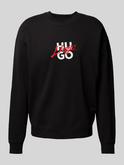 HUGO Sweatshirt mit Label-Print und -Stitching Modell 'Dlogonty' Black 2