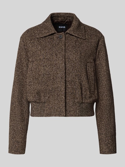 Produktfoto, Slim Fit Bomberjacke aus Baumwoll-Mix Modell 'Jocalenal' von BOSS, braun meliert, strukturierte Textur, Damen Bomberjacke / Blouson