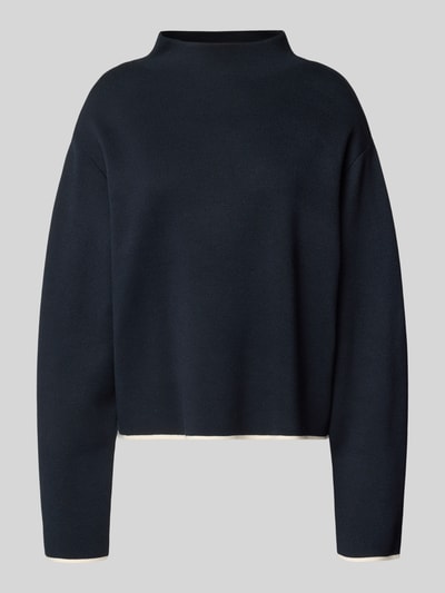 Jake*s Collection Strickpullover mit geripptem Stehkragen Dunkelblau 2