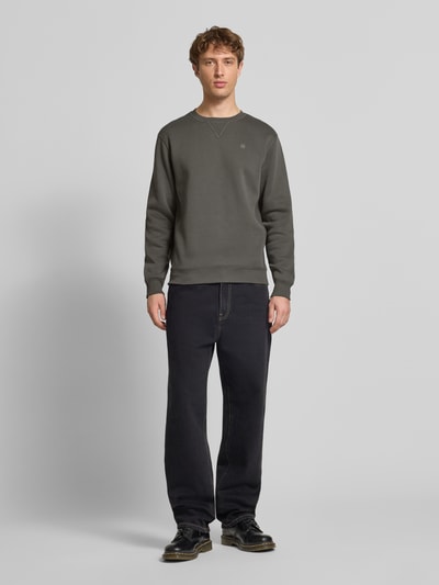 G-Star Raw Regular Fit Pullover mit Logo-Stitching Modell 'Premium' Anthrazit 1