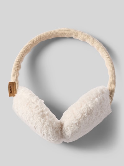 Produktfoto, Ohrenwärmer mit Teddyfell-Besatz Modell 'Browniez' von Barts in Creme mit flauschiger Textur auf grauem Hintergrund, Damen Mütze von Barts
