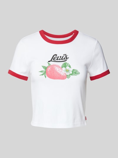 Levi's® Cropped T-Shirt mit Rundhalsausschnitt Modell 'MINI RINGER' Weiss 1