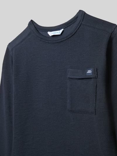 Mayoral Bluzka z długim rękawem o kroju regular fit z kieszenią na piersi Granatowy 2