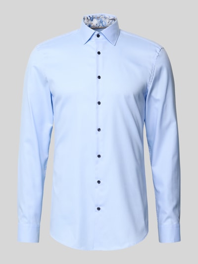 Jake*s Super Slim Fit Business Hemd aus Baumwolle mit Kentkragen Bleu 2