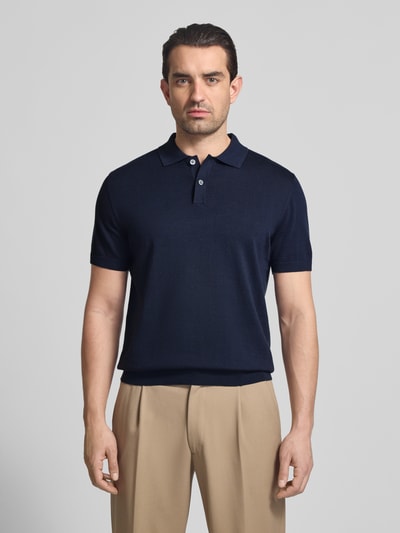 Christian Berg Men Koszulka polo w dzianinowym wyglądzie, krój regular fit Granatowy 4