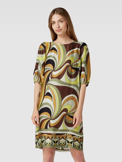 Cinque Jurk van viscose met all-over motief, model 'ISI' Middenbruin - 4