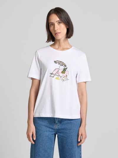 Marc Cain T-shirt z nadrukowanym motywem Biały 4