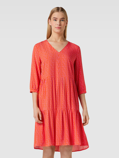 Montego Midi-jurk van viscose met all-over motief Donkeroranje - 4