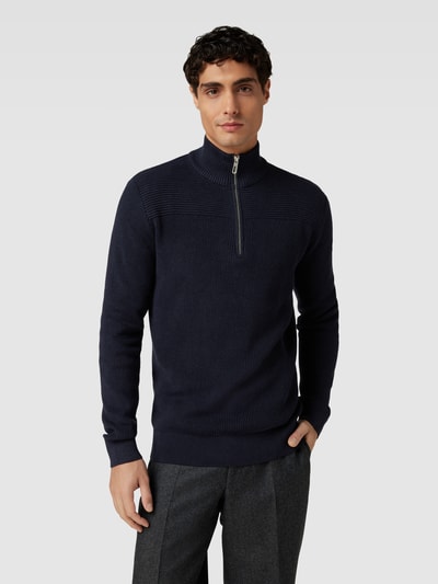 Tom Tailor Gebreide pullover met korte ritssluiting Marineblauw gemêleerd - 4