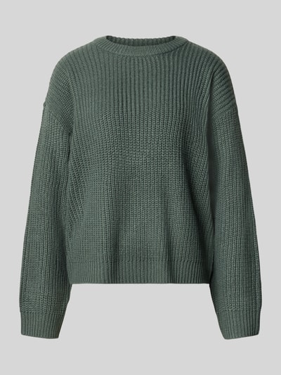Produktfoto, grüner Strickpullover mit grober Textur und Rundhalsausschnitt, Regular Fit Pullover mit Crew Neck Modell 'LEA' von VERO MODA, Damen Pullover