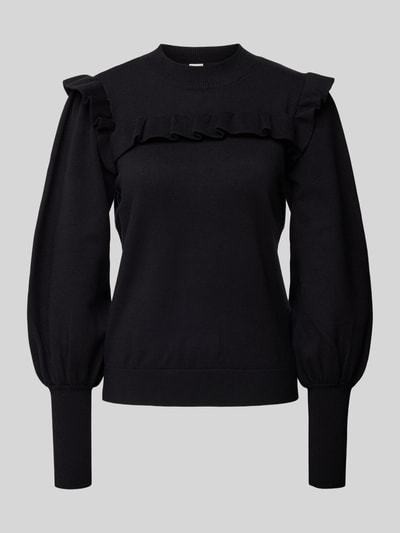 YAS Gebreide pullover met ruches, model 'JUM' Zwart - 2