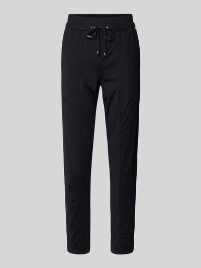 Produktfoto, Slim Fit Stoffhose mit Reißverschlusstaschen van Marc Cain in zwart, elastische tailleband met tunnelkoord, zachte structuur