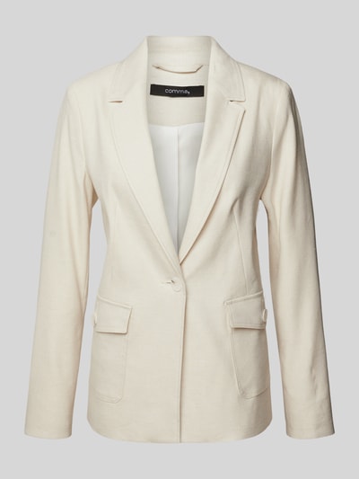 comma Linnen blazer met klepzakken Zand - 2