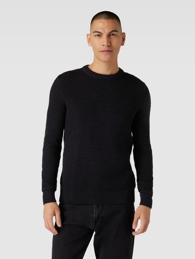 SELECTED HOMME Strickpullover mit Strukturmuster Modell 'REMYS' Black 4