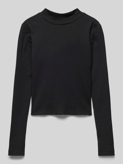 Only Longsleeve mit geripptem Rundhalsausschnitt Modell 'LINEA' Black 1