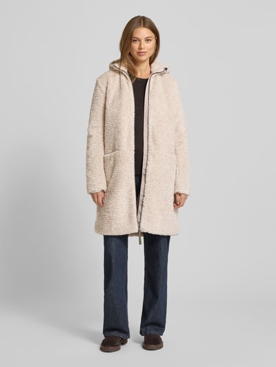 camel active Mantel aus Teddyfell mit Kapuze und Zweiwege-Reißverschluss Offwhite 1