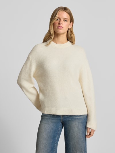 Gina Tricot relaxed fit gebreide pullover met lanawol-aandeel Ecru - 4