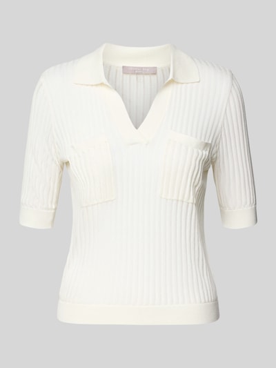 Christian Berg Woman Selection Gebreid shirt van viscosemix met polokraag Ecru - 2