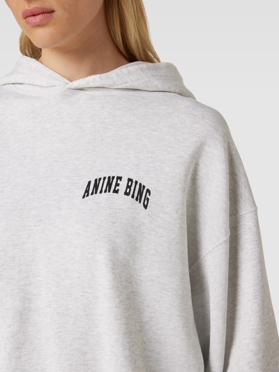 Anine Bing Hoodie mit Label-Print Hellgrau Melange 3