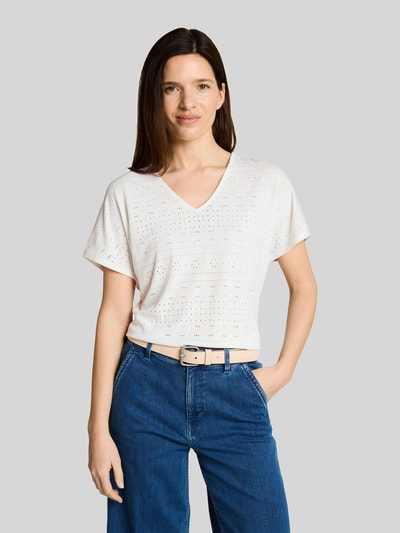 Tom Tailor Loose Fit T-Shirt mit Lochmuster Offwhite 4