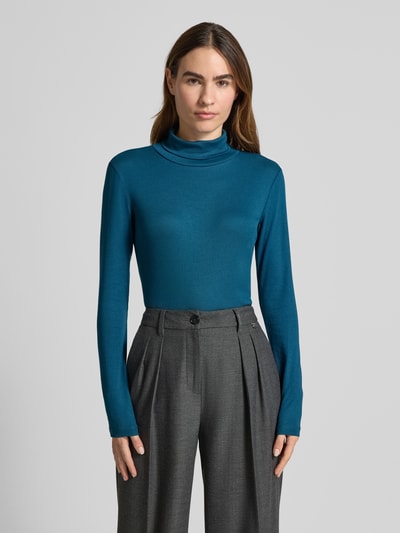 Tom Tailor Regular Fit Langarmshirt aus Baumwoll-Mix mit Rollkragen Petrol 4