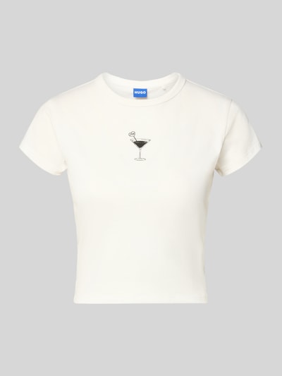 HUGO Blue Slim Fit T-Shirt aus reiner Baumwolle Modell 'DICHROMA_B' Ecru 2