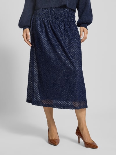 Scotch & Soda Glanzende midirok met elastische band Donkerblauw - 4