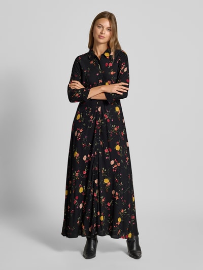 YAS Maxi-jurk met knoopsluiting, model 'SAVANNA' Zwart - 4