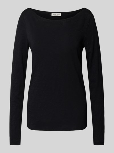 Produktfoto, Longsleeve aus Bio-Baumwolle van MARC O’POLO in zwart, smal model met ronde hals, Slub Jersey textuur, effen kleur.