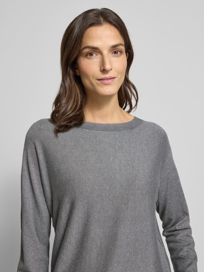 comma Gebreide pullover van viscosemix met boothals Antraciet - 3