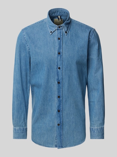 Profuomo Regular Fit Jeanshemd mit Button-Down-Kragen Jeansblau 2