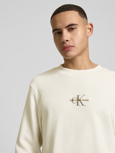 Calvin Klein Jeans Longsleeve mit Logo-Stitching Beige 3