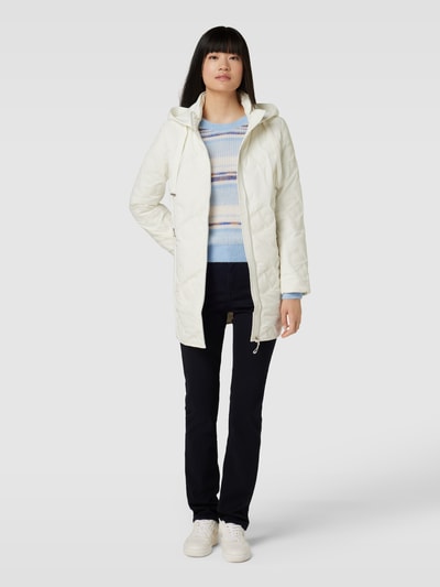 Christian Berg Woman Selection Hybride jack met inzet van scuba en capuchon Offwhite - 1