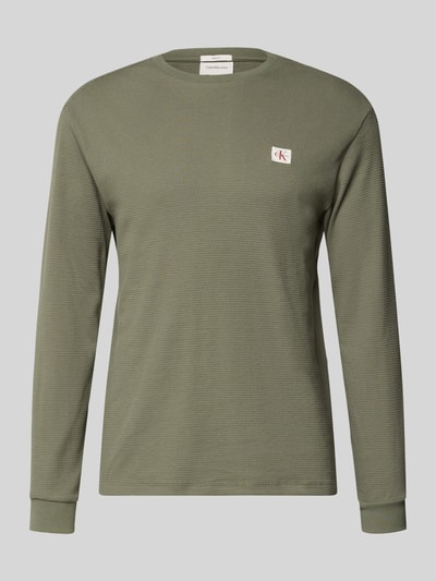 Produktfoto, Regular Fit Langarmshirt aus Baumwoll-Mix von Calvin Klein Jeans, efekt: jednolity kolor, mieszanka bawełny, naszywka z logo