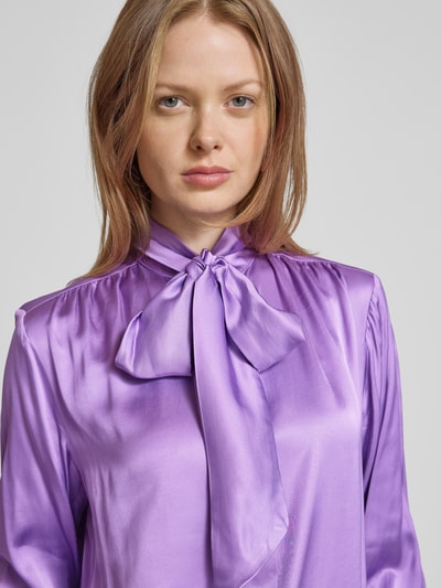 Brax Regular fit blouse van viscose met strikdetail, model 'Vivi' Lila - 3