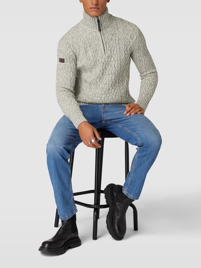 Superdry Strickpullover mit Zopfmuster Mittelgrau Melange 1