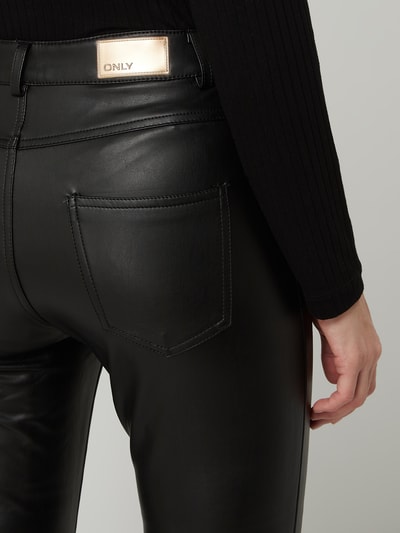 Only Broek in leerlook, model 'Henrietta' Zwart - 3