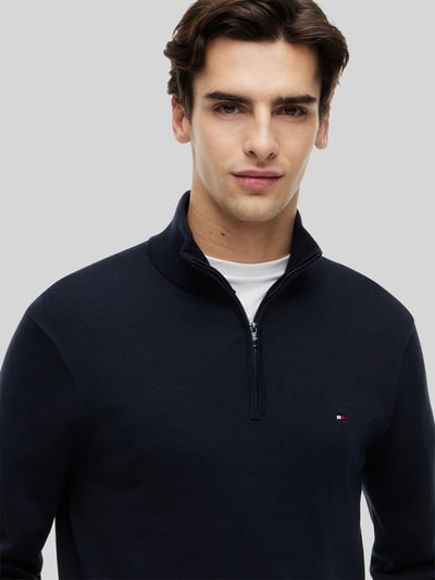 Tommy Hilfiger Regular Fit Troyer aus reiner Baumwolle Marine 3