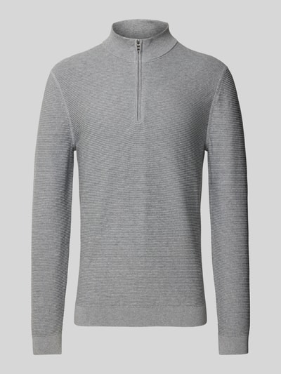 OLYMP Level Five Sweter z dzianiny o kroju slim fit ze stójką Srebrny 2