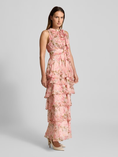 Neo Noir Maxi-jurk met strikdetail, model 'MARLI' Lichtroze - 1