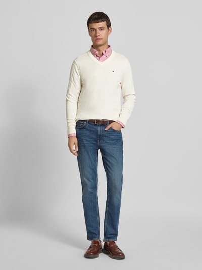 Tommy Hilfiger Regular Fit Pullover aus Baumwoll-Kaschmir-Mix Offwhite 1