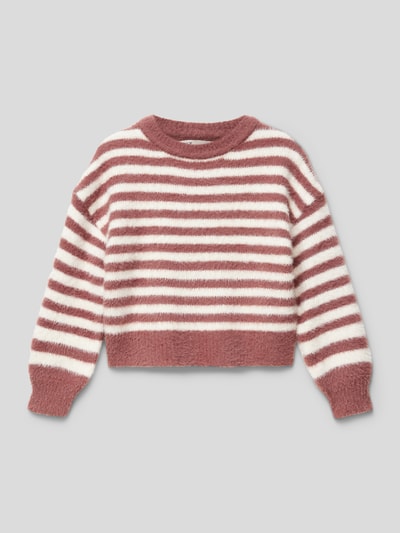 Only Sweter z dzianiny z okrągłym dekoltem Śliwkowy 1