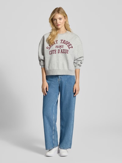 JJXX Oversized Sweatshirt mit Label-Print Modell 'MERLE' Hellgrau Melange 1