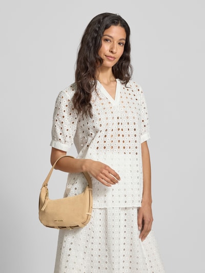 Hey Marly Lederhandtasche mit Label-Applikation Modell 'Lifetime Sister' Sand 1