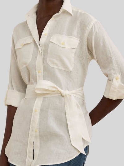 Lauren Ralph Lauren Bluzka koszulowa o kroju relaxed fit z czystego lnu Biały 3