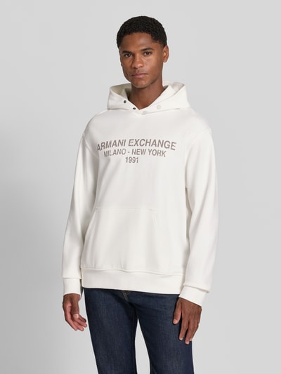 Armani Exchange hoodie met labelprint Offwhite - 4
